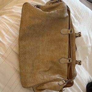 Bueno Beige Croc-Embossed Satchel